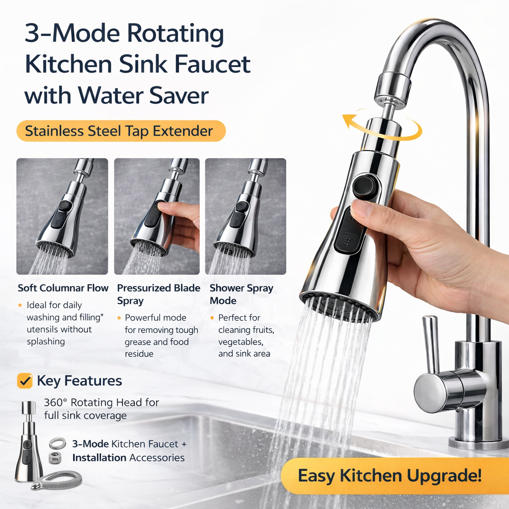 3-Mode Rotating Kitchen Sink Faucet