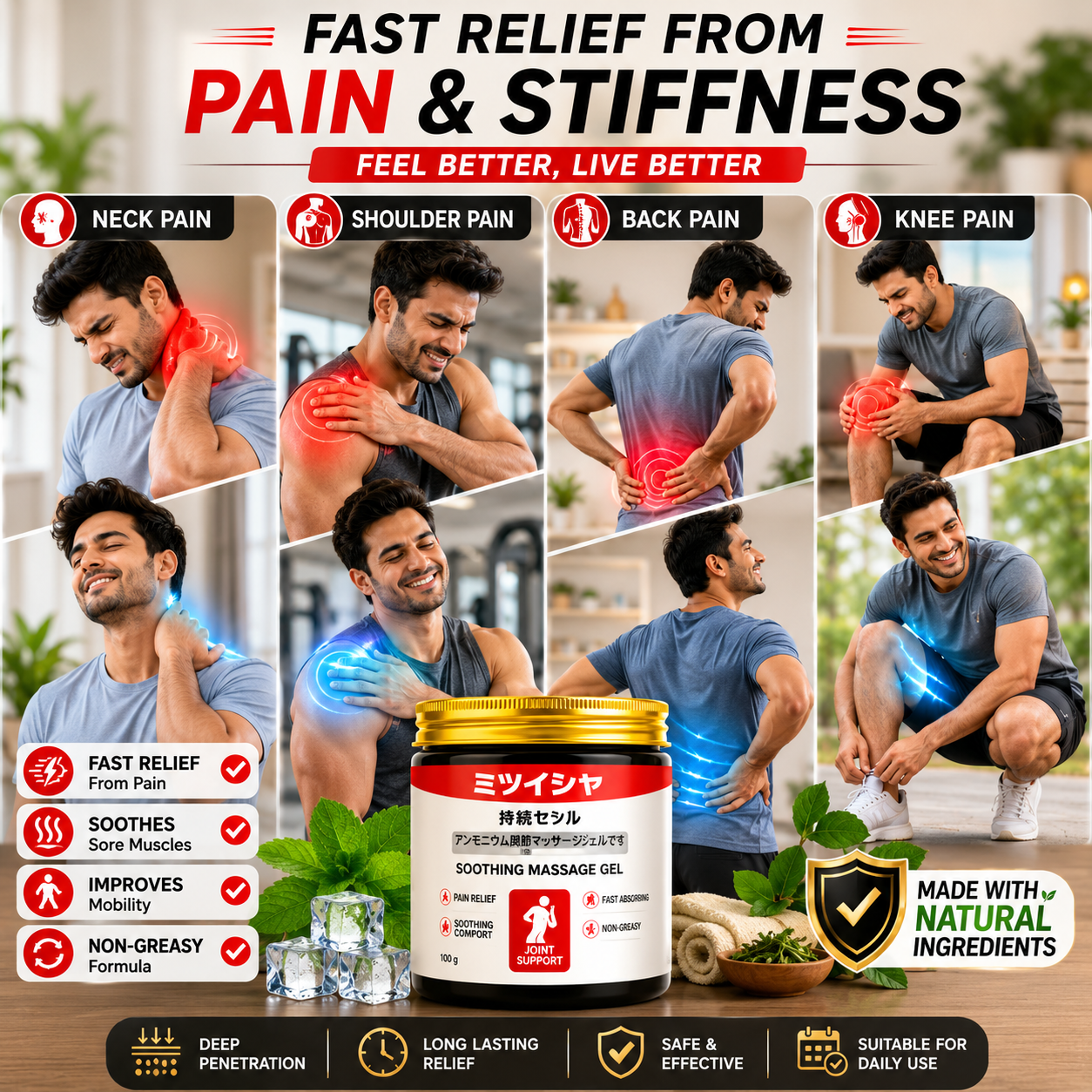 Instant Pain Relief Soothing Massage Gel (Pack of 2)
