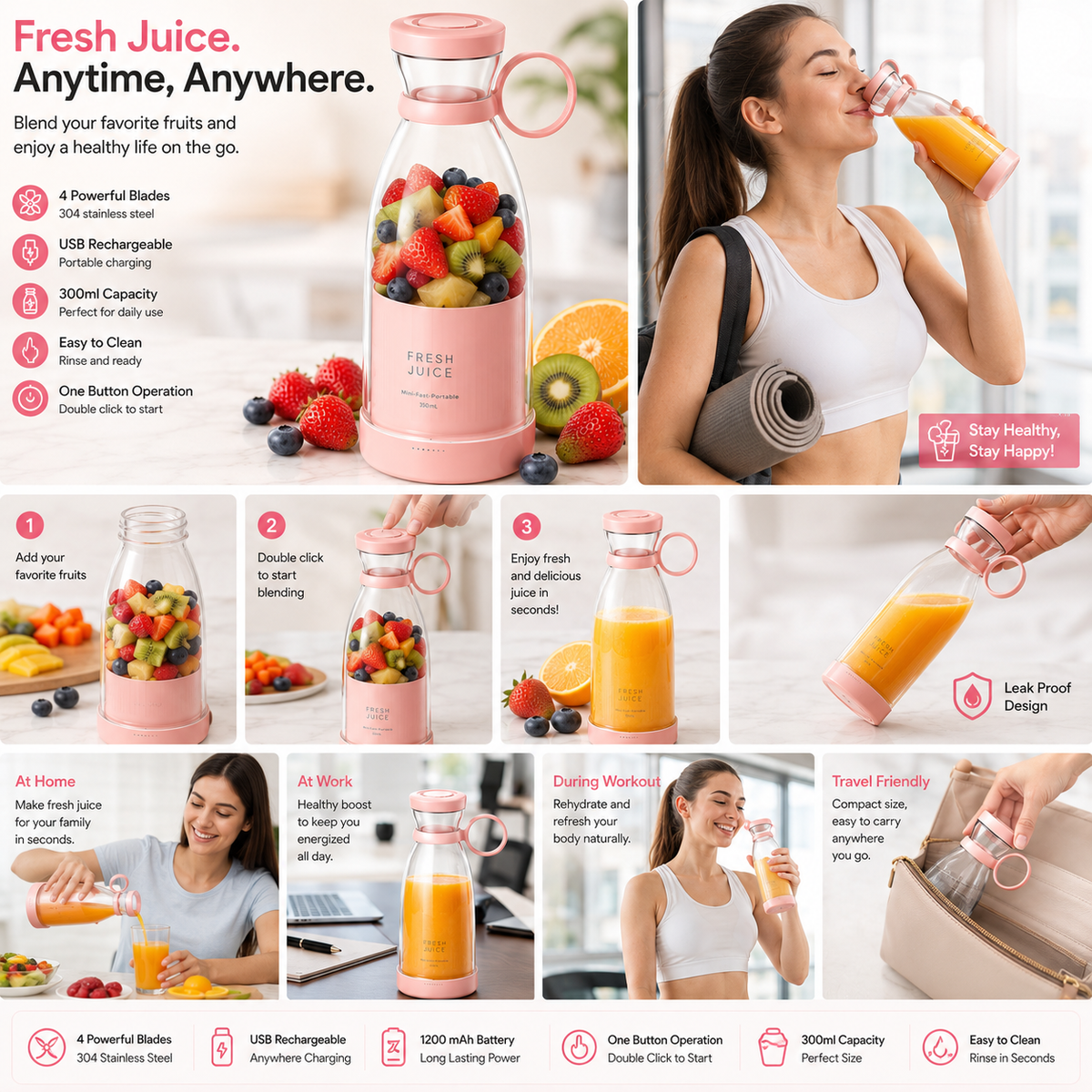 Portable Mini Blender & Juicer