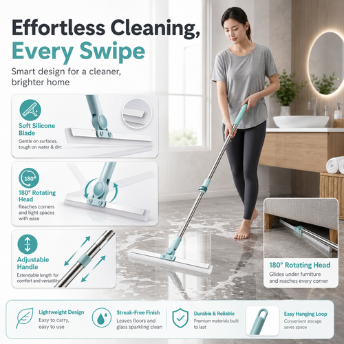 FlexiReach 180° Floor Sweeper - Adjustable Long Handle