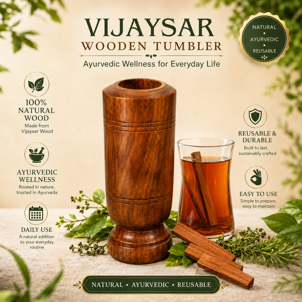 Vijaysar Ayurvedic - Natural Wooden Cup