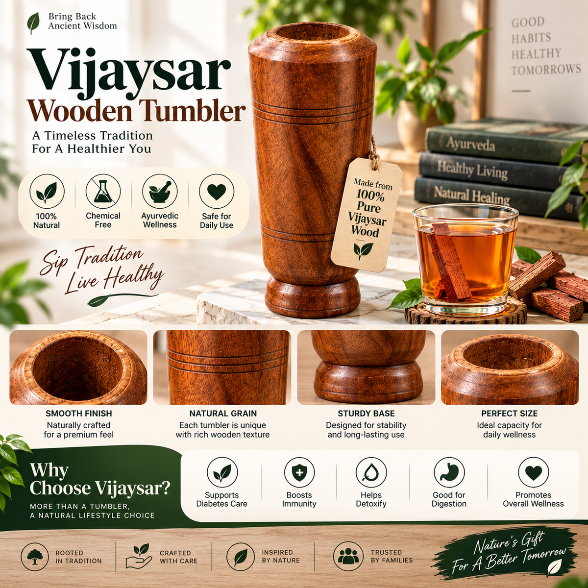 Vijaysar Ayurvedic - Natural Wooden Cup