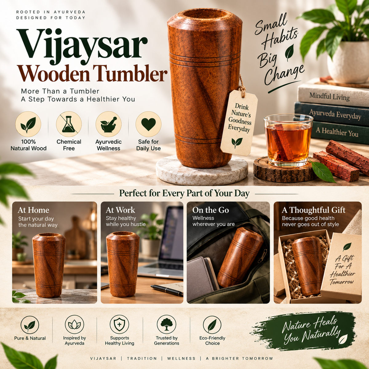 Vijaysar Ayurvedic - Natural Wooden Cup