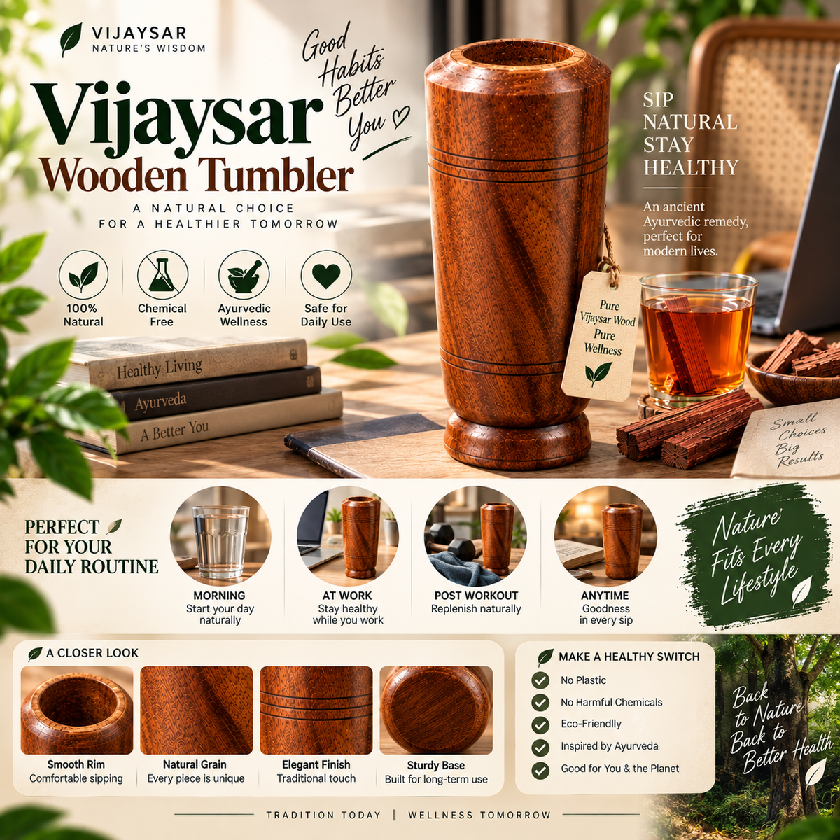 Vijaysar Ayurvedic - Natural Wooden Cup