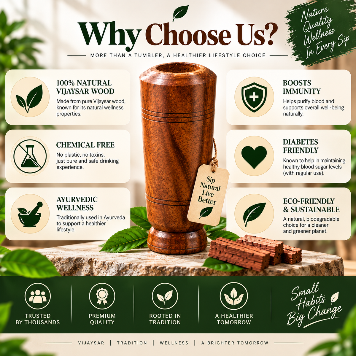 Vijaysar Ayurvedic - Natural Wooden Cup