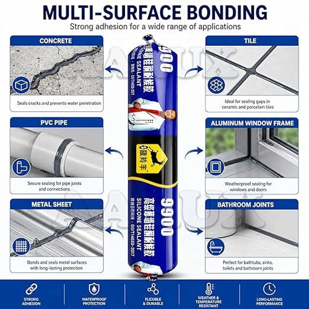 Waterproof Silicone Sealant 750g (Black) Strong Adhesive for Glass, Metal, Wood, Plastic | Multi-Surface Gap Filler- Pack of 1