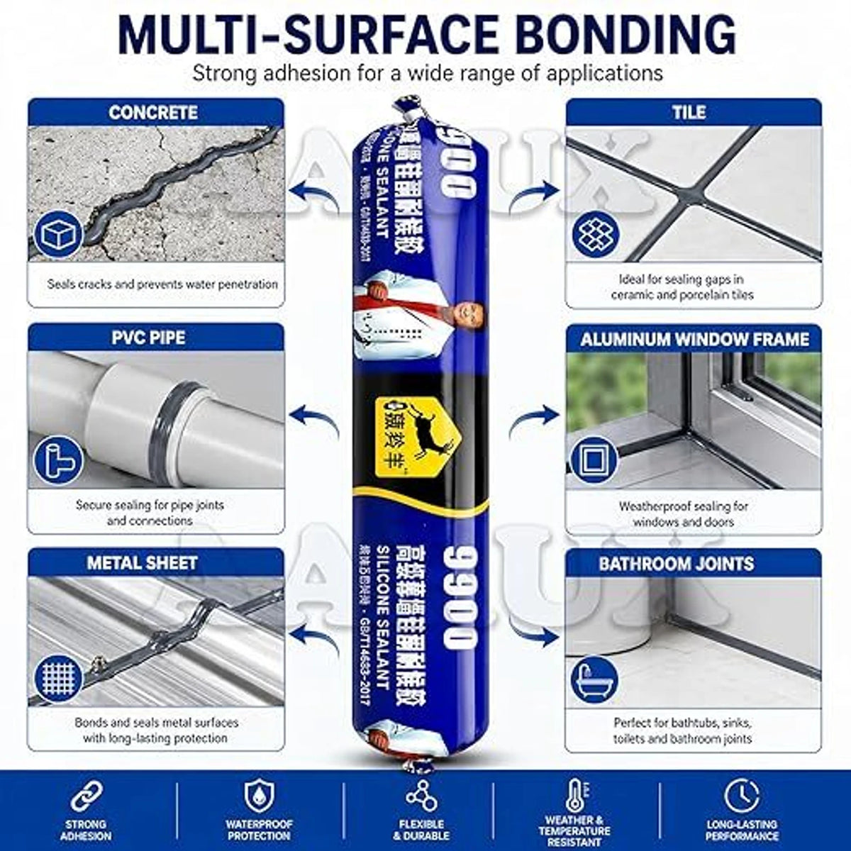Waterproof Silicone Sealant 750g (Black) Strong Adhesive for Glass, Metal, Wood, Plastic | Multi-Surface Gap Filler- Pack of 1